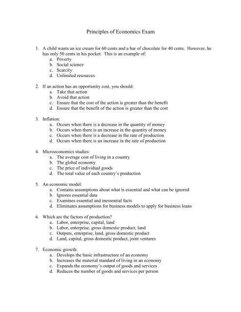 principle of economics exam questions and answers