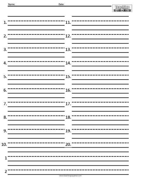 printable numbered paper