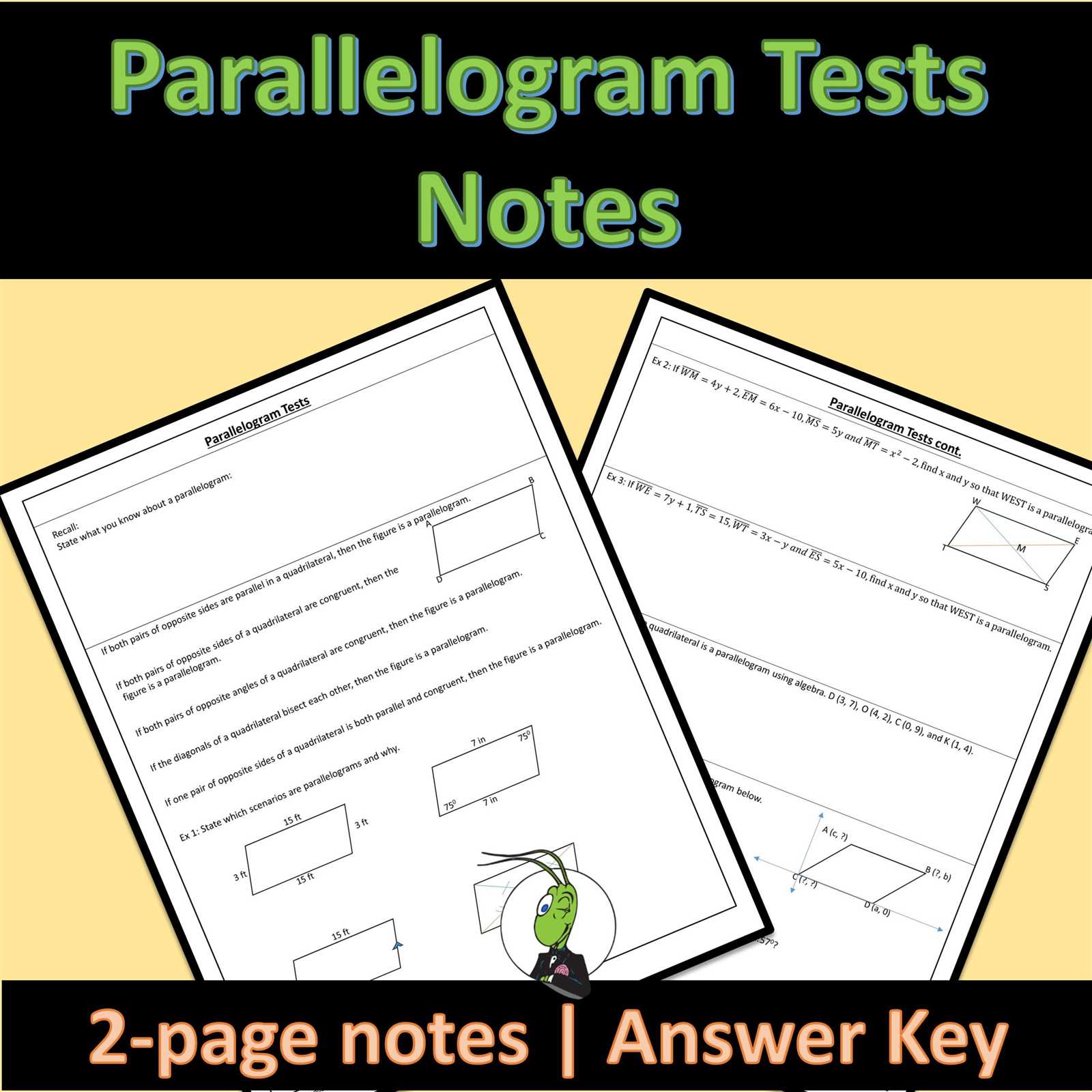 properties of parallelograms answer key