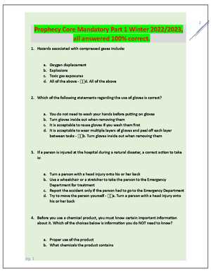 prophecy assessment answers