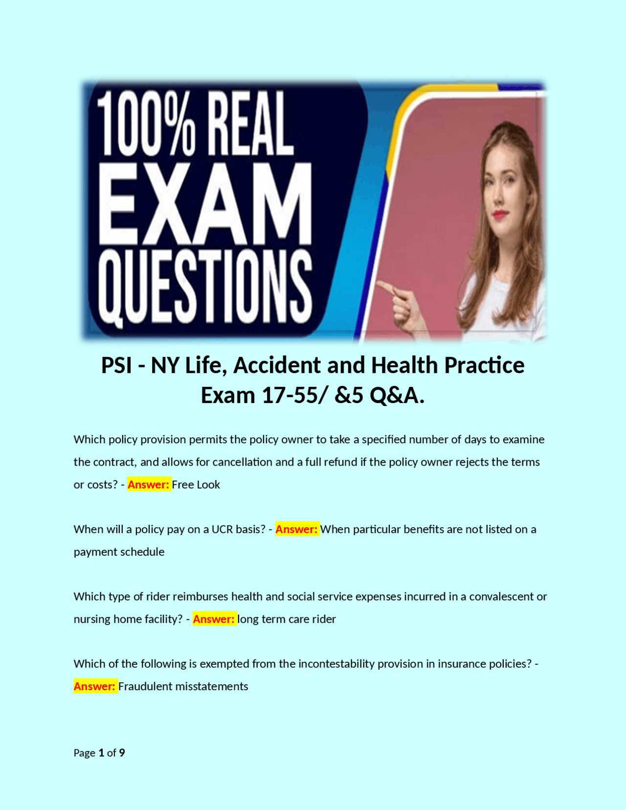 psi life insurance exam answers