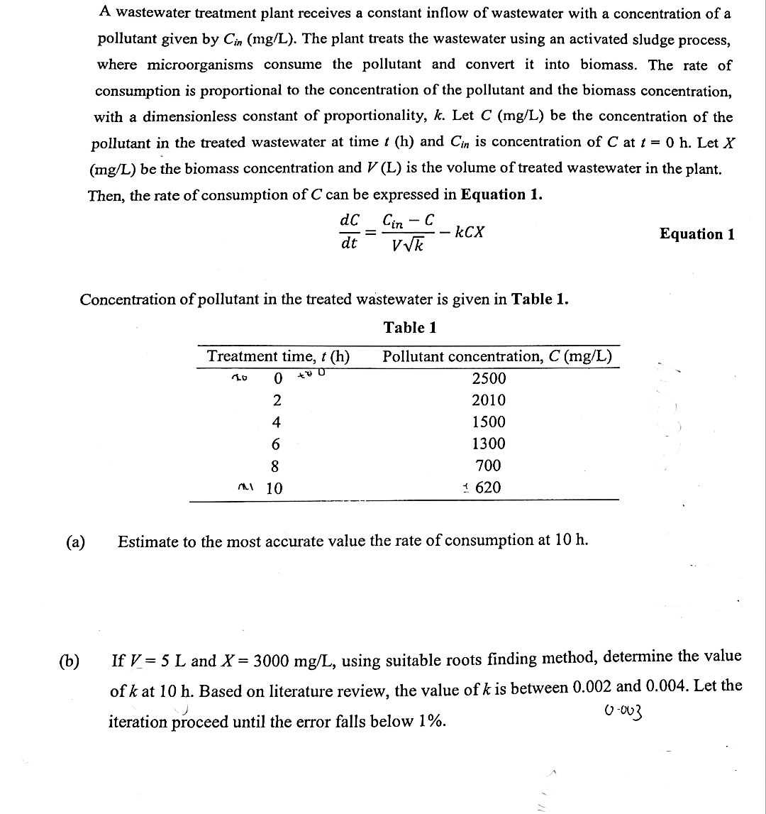 wastewater math problems and answers