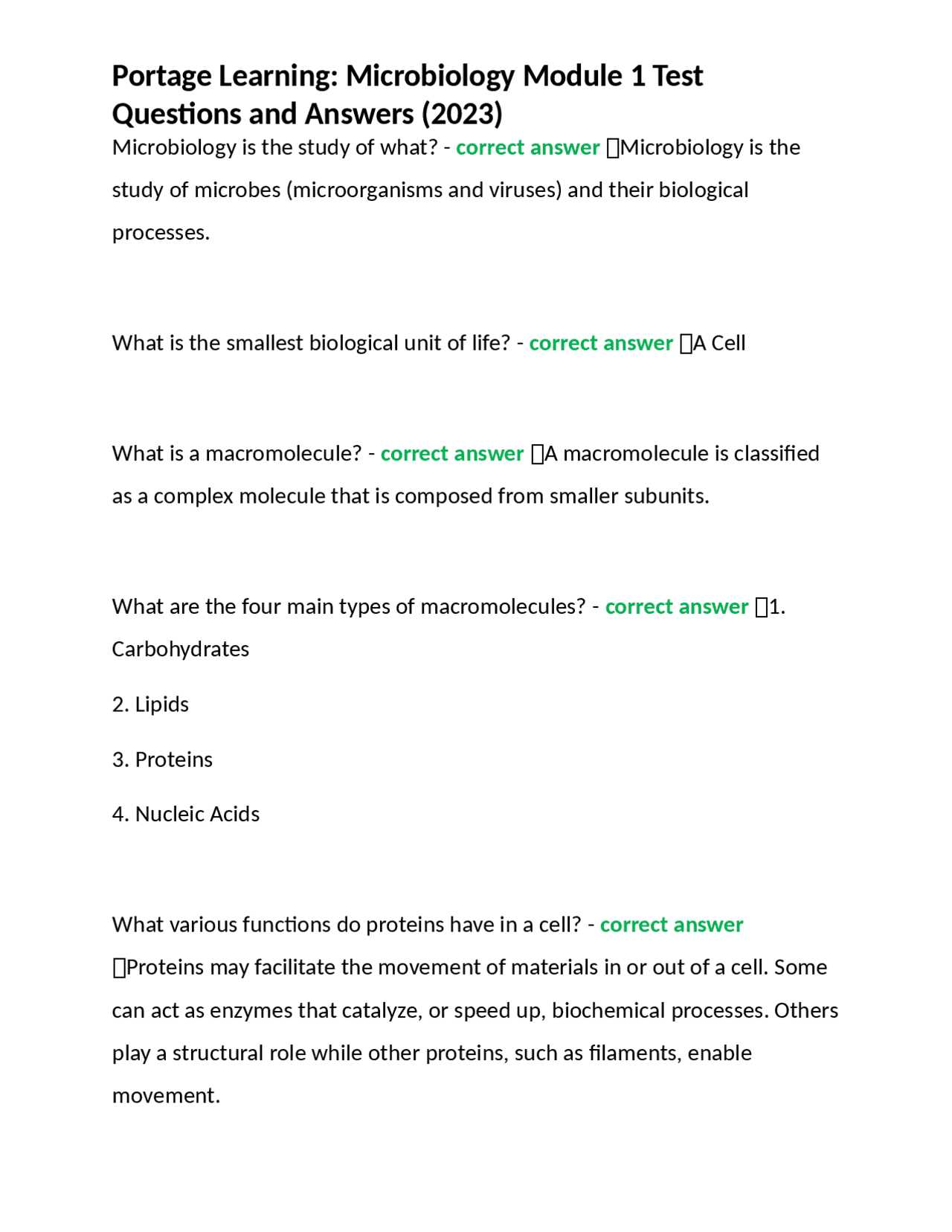 portage learning microbiology exam answers