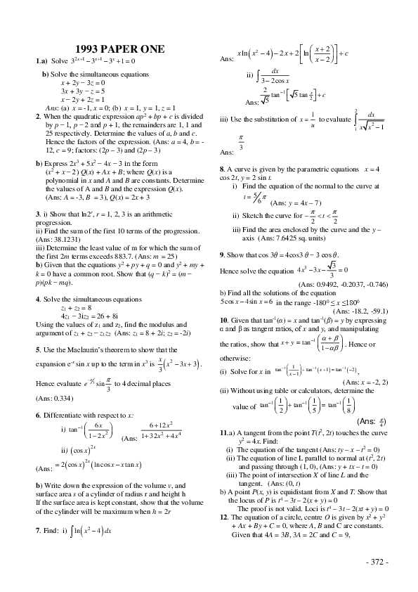 1993 ap calculus ab multiple choice answers