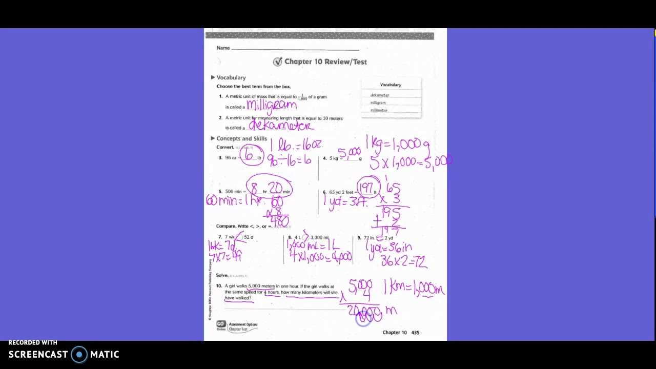 go math grade 5 answer key chapter 10