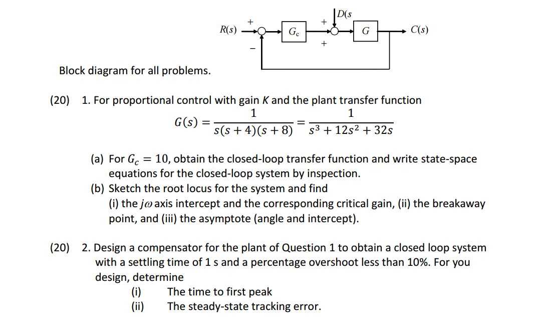 control systems exam questions and answers