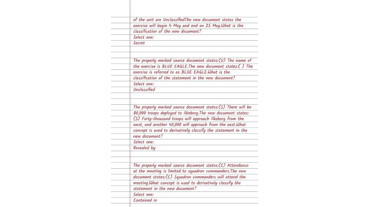 answers to derivative classification exam