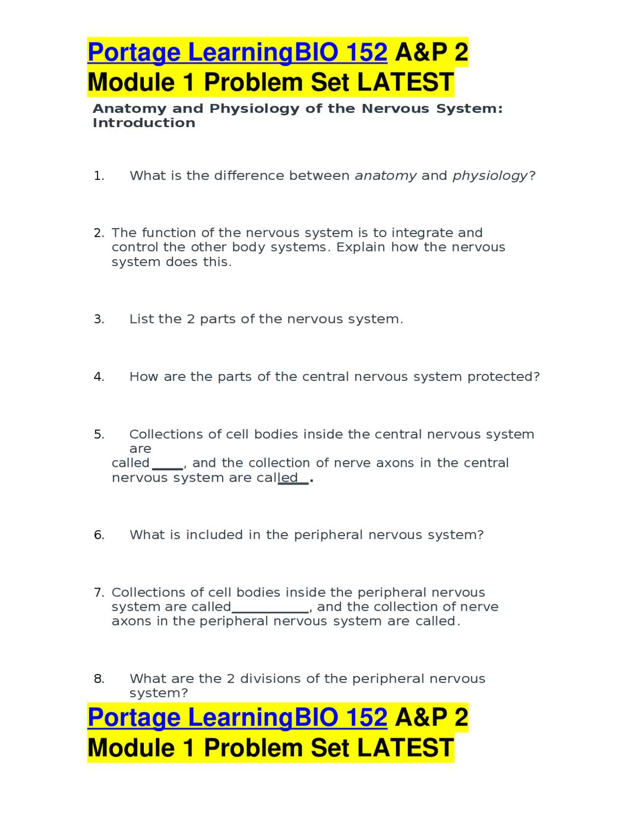 anatomy and physiology 2 exam 1 with answers