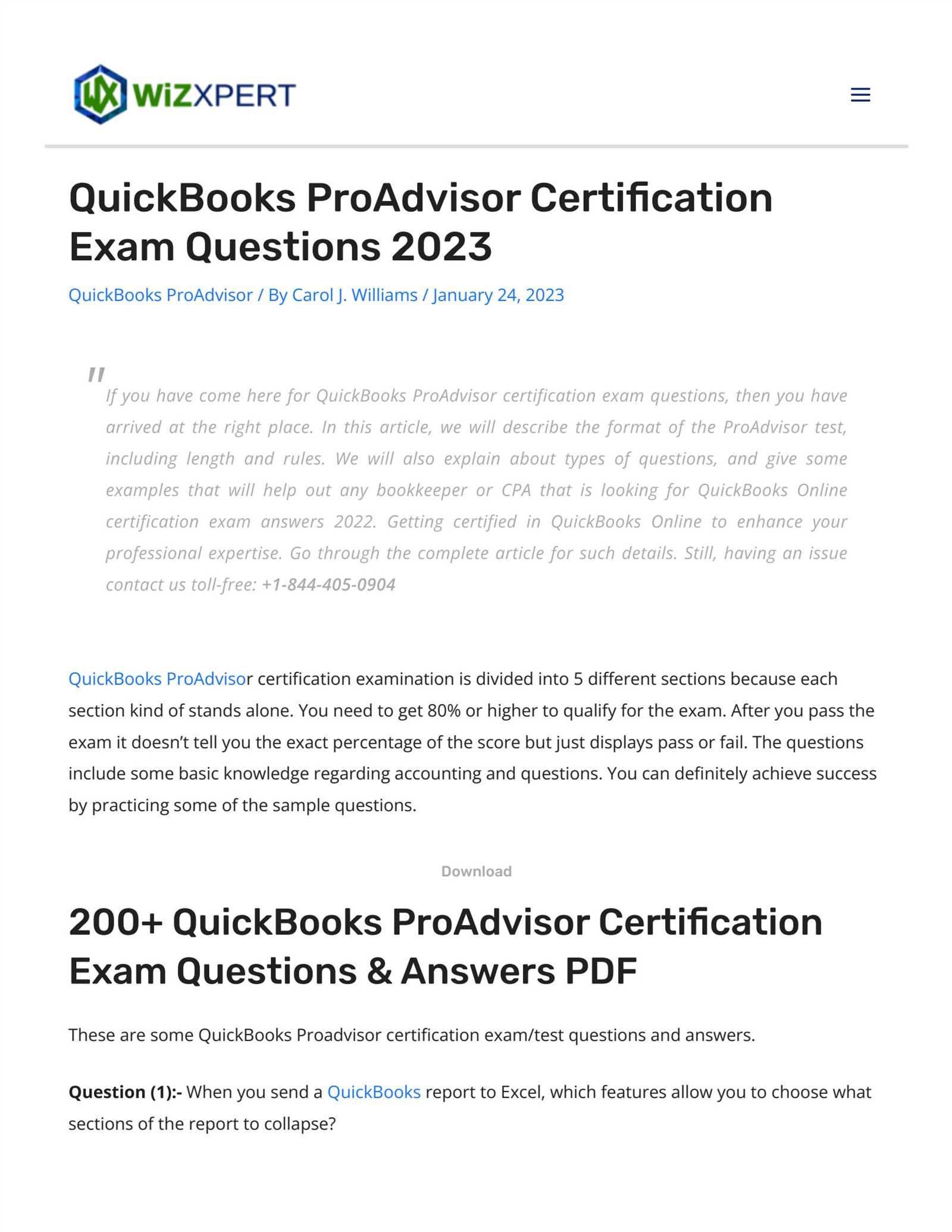 quickbooks proadvisor certification exam questions and answers