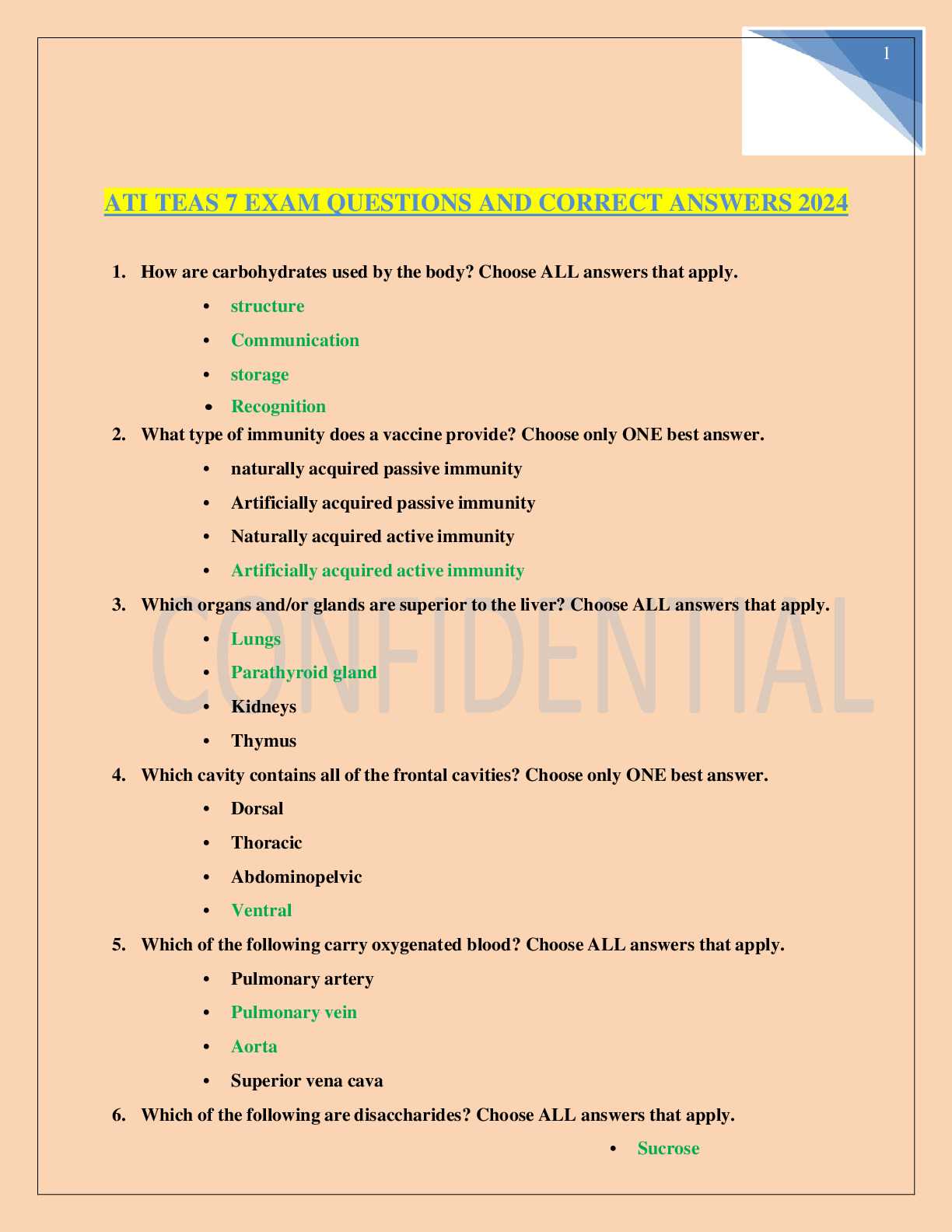 ati teas exam answers