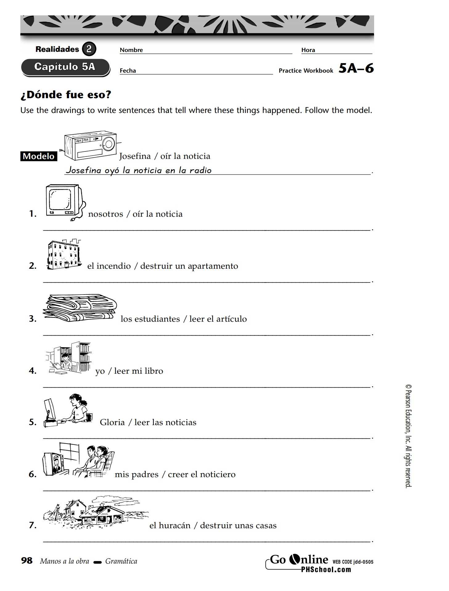 realidades 1 capitulo 7a answer key