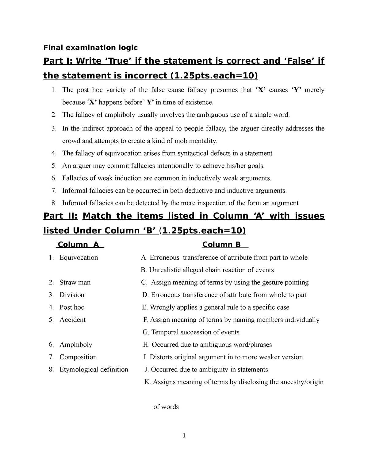 bqa final exam answers