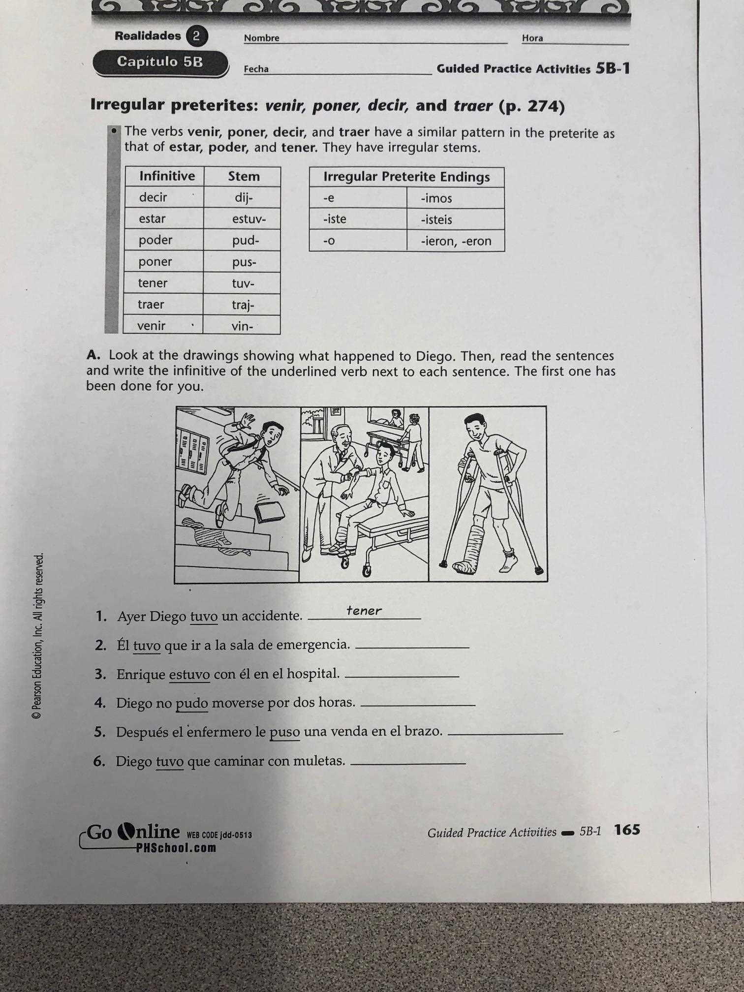 realidades 2 capitulo 1a examen answers