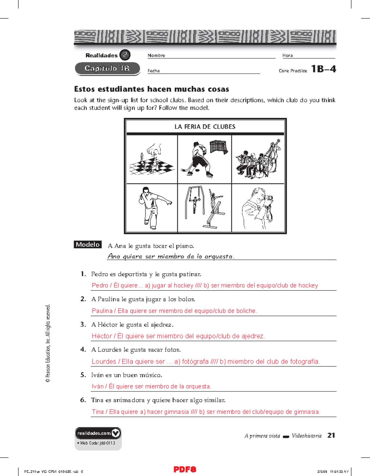 realidades 2 capitulo 1b 2 answers