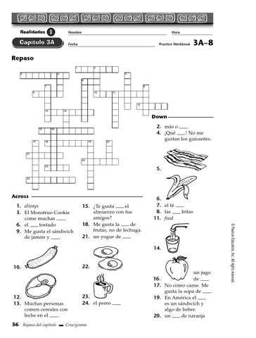 realidades 2 capitulo 3a 8 crossword answers