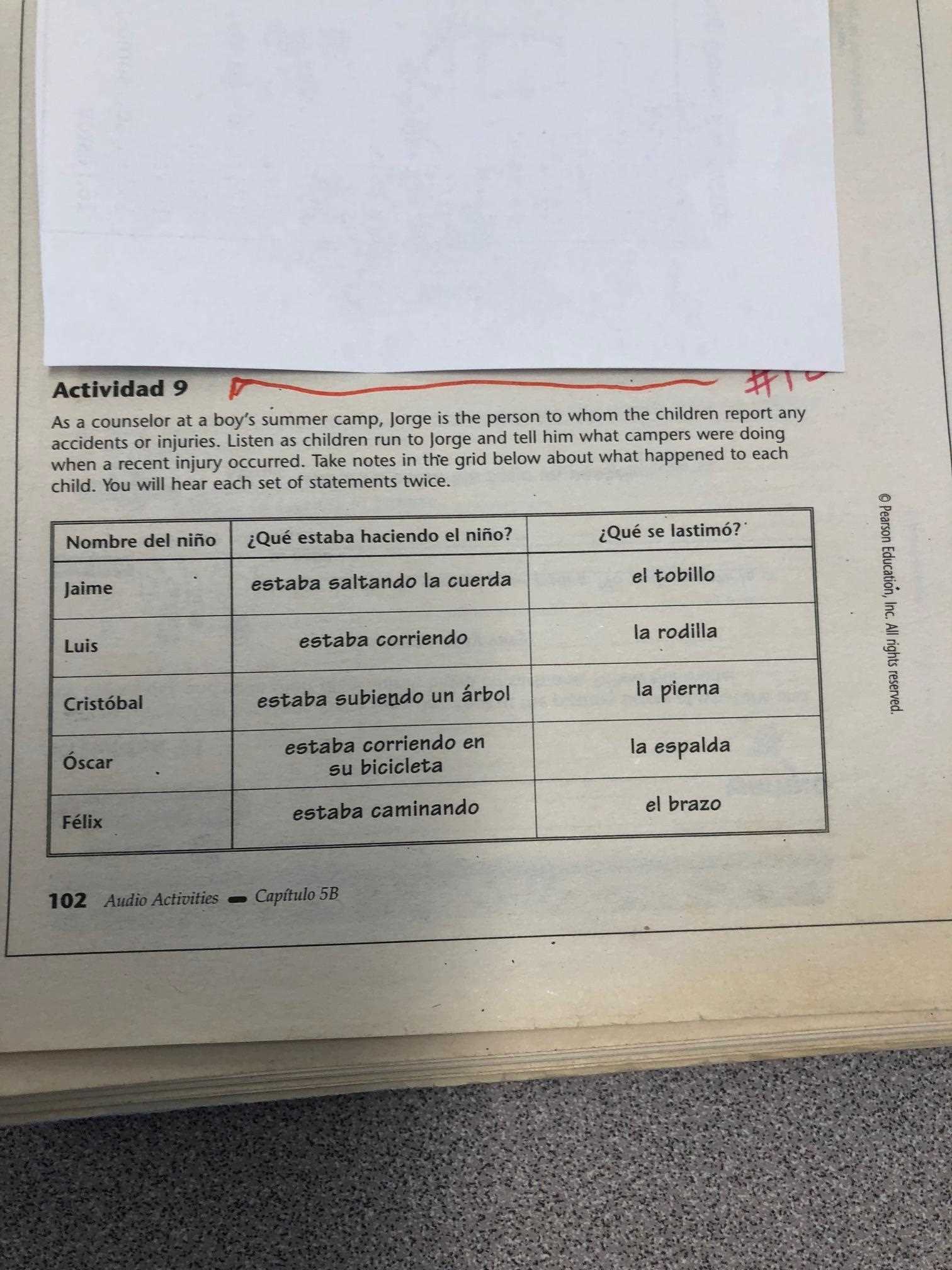 realidades 2 capitulo 3b answer key