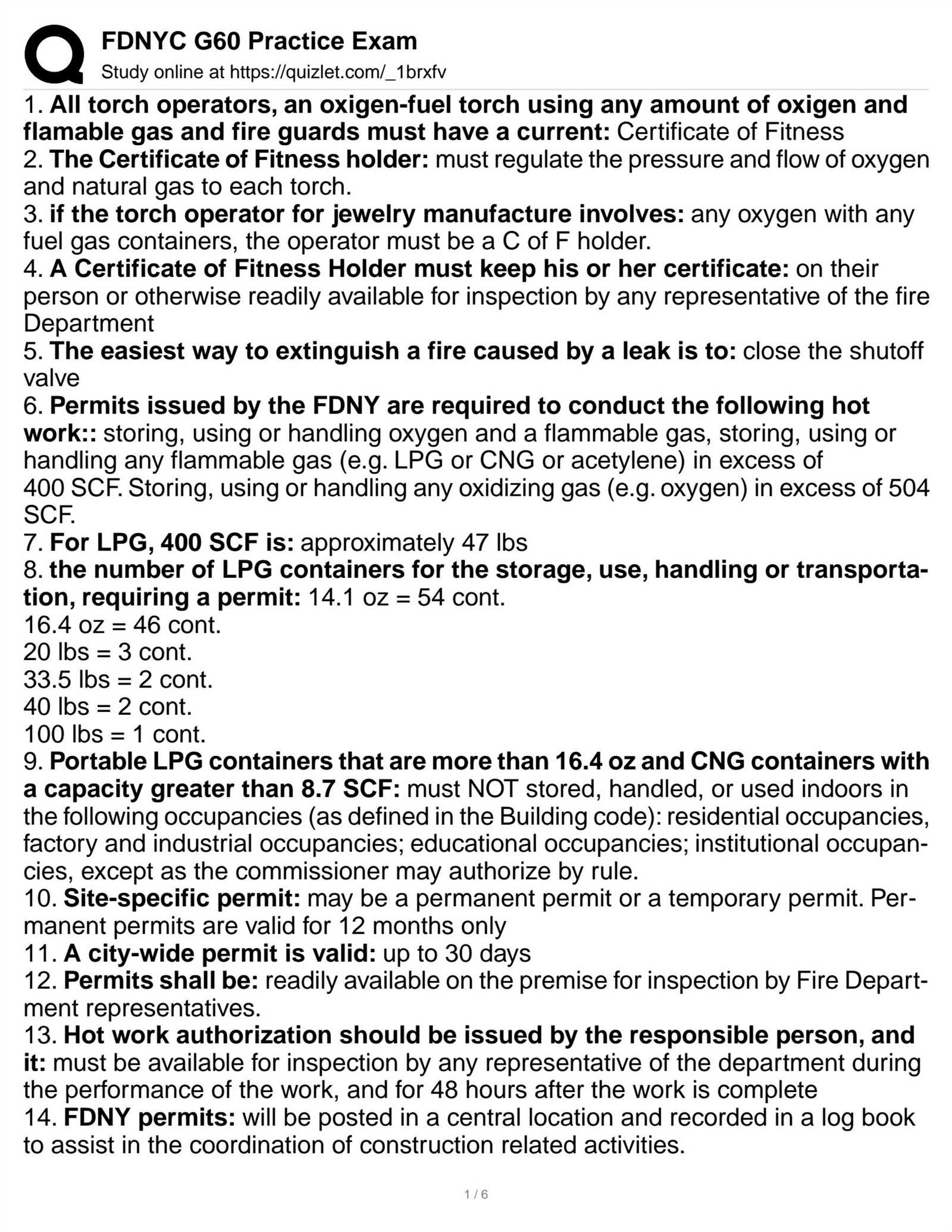 g60 exam questions and answers