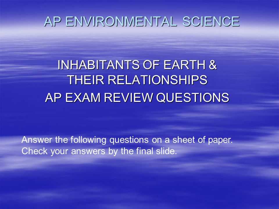 environmental science final exam review answers