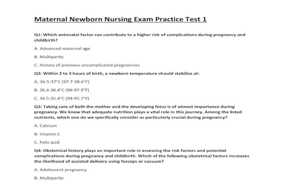 rn maternal newborn online practice 2013 a answers