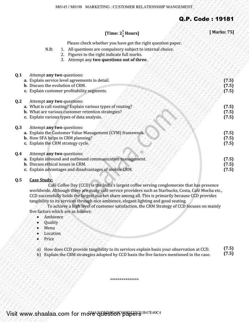 customer relationship management exam questions and answers