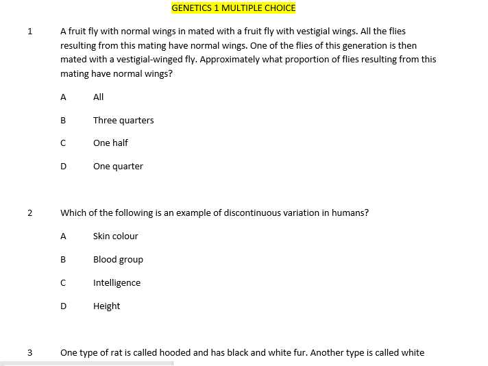 genetics exam 1 answers