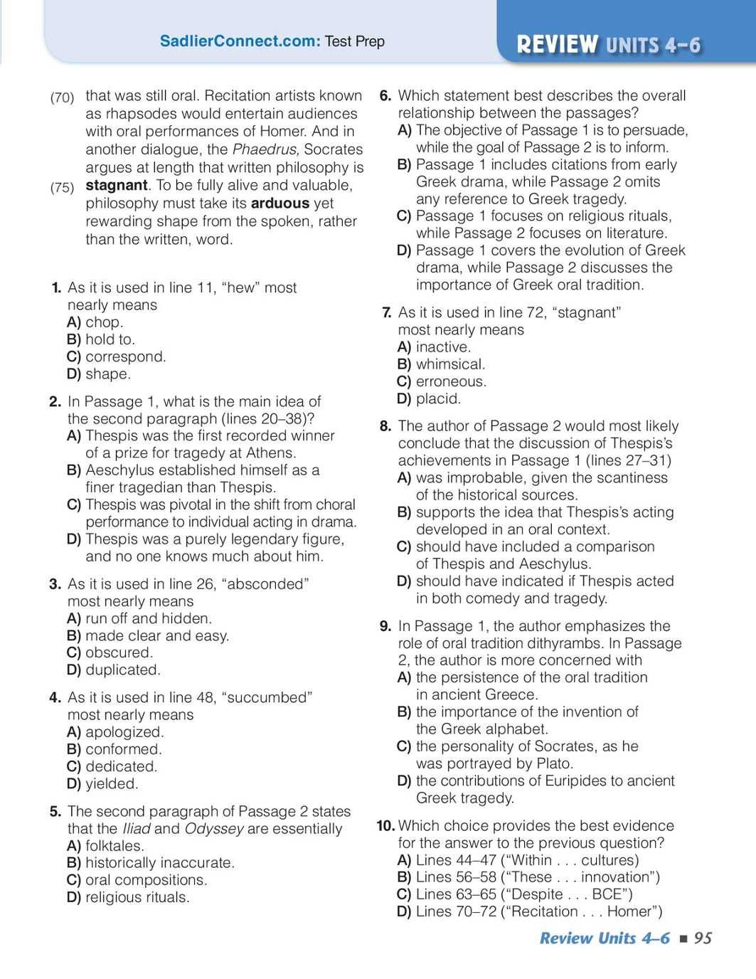 sadlier vocabulary workshop level d unit 7 answers