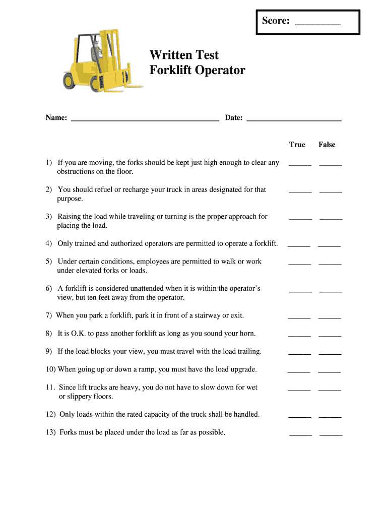 safe forklift operator exam answers