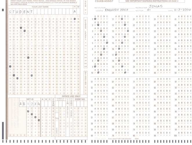 sample answer sheet for let exam