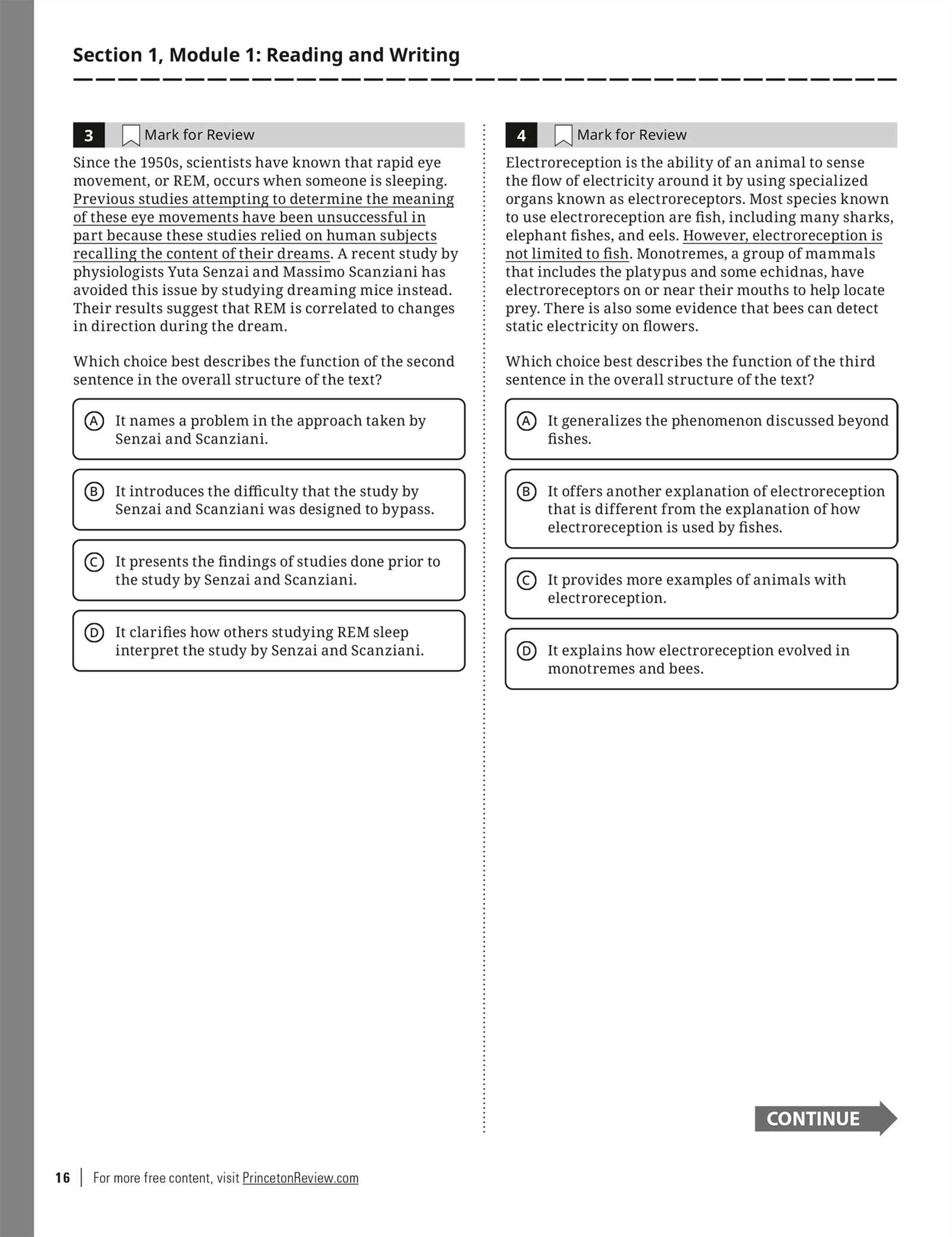 sat practice answer sheet