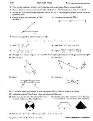 saxon math course 3 test answer key