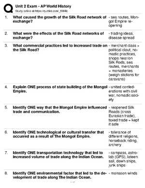 unit 2 networks of exchange exam study guide answers