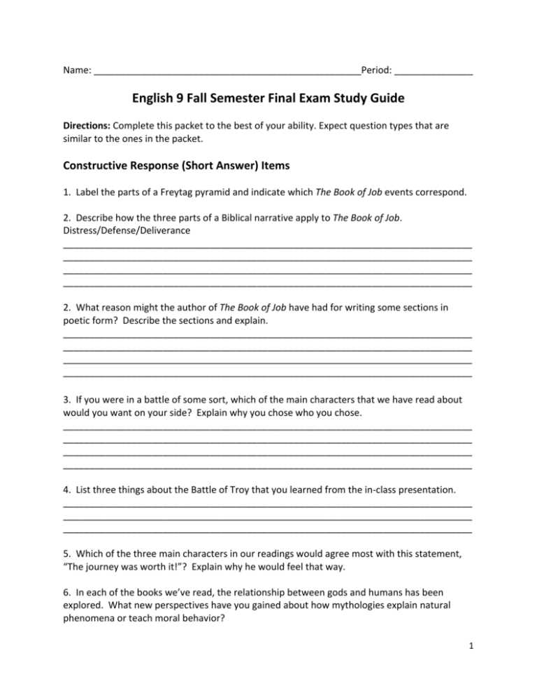 english 2 final exam study guide answers