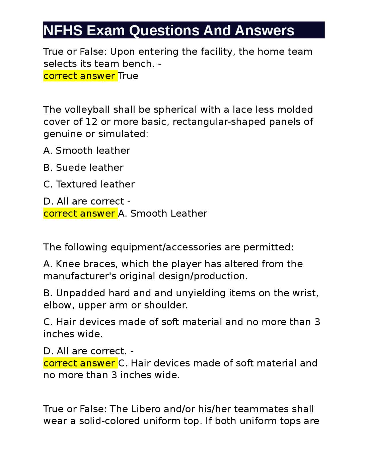 nfhs wrestling exam part 1 answers