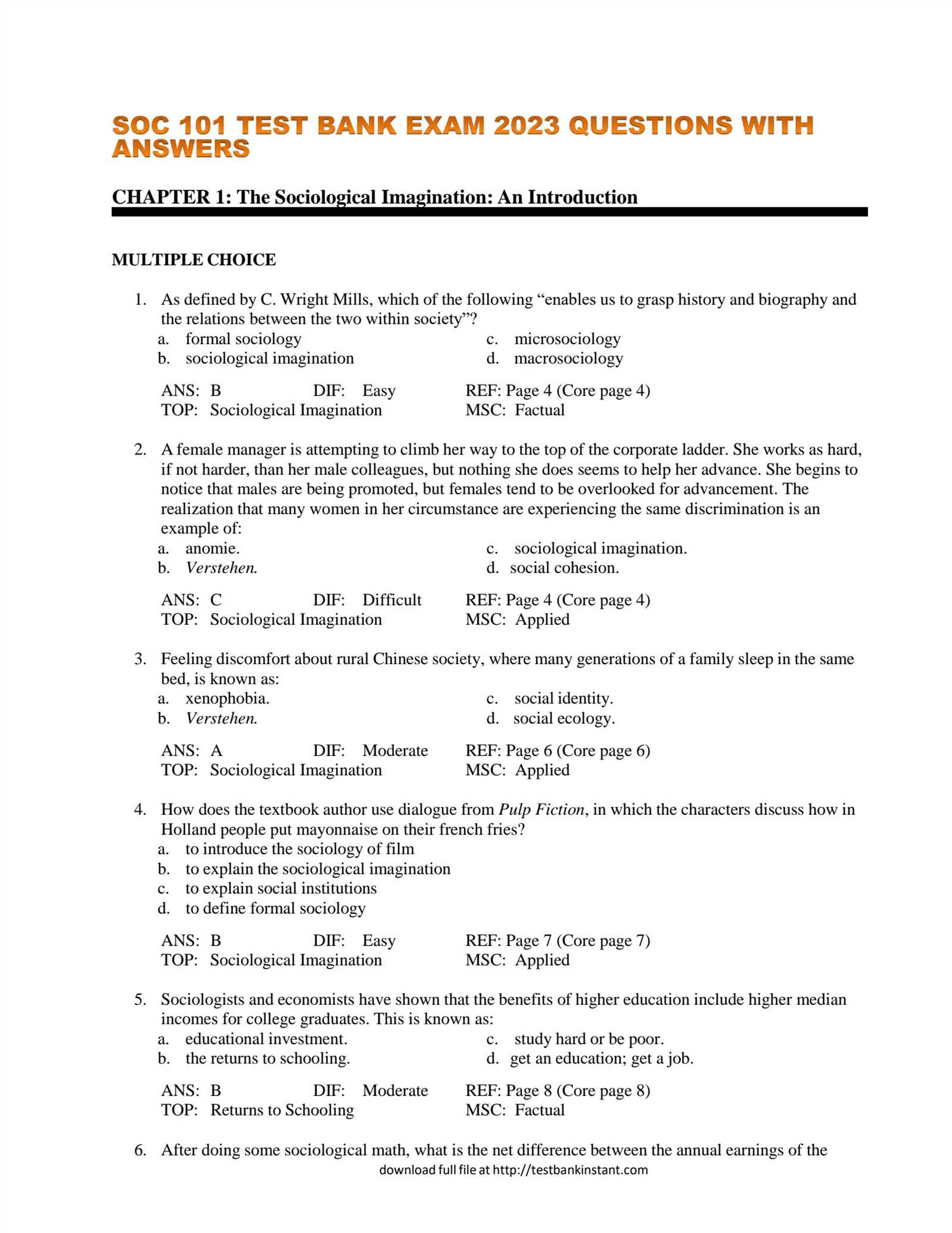 sociology exam 3 questions and answers