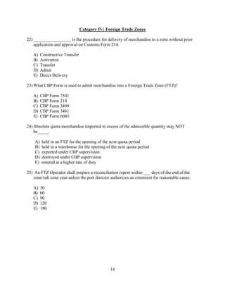 customs broker exam questions and answers