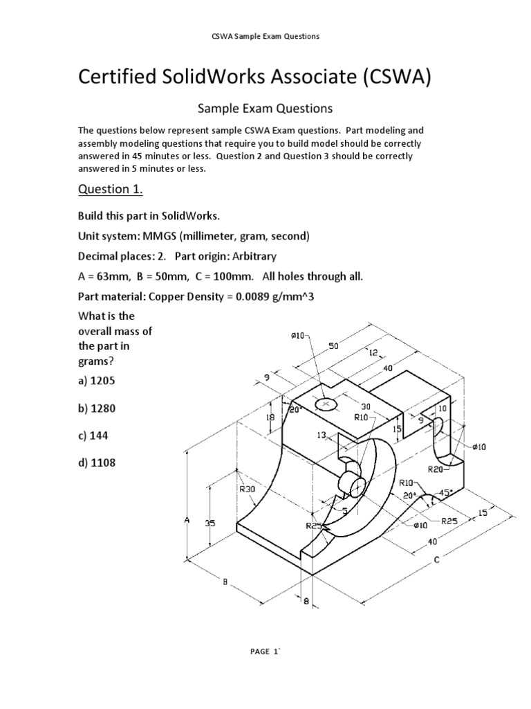 solidworks cswa exam answers