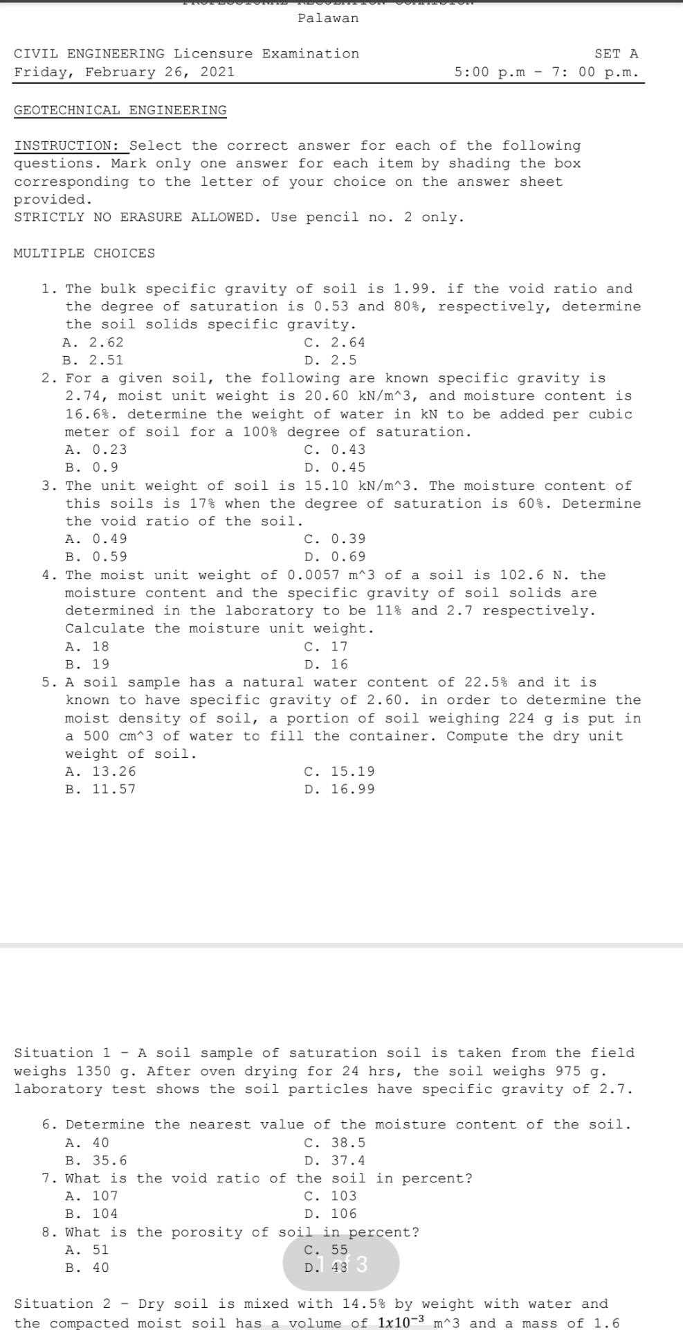 geotechnical engineering exam questions and answers