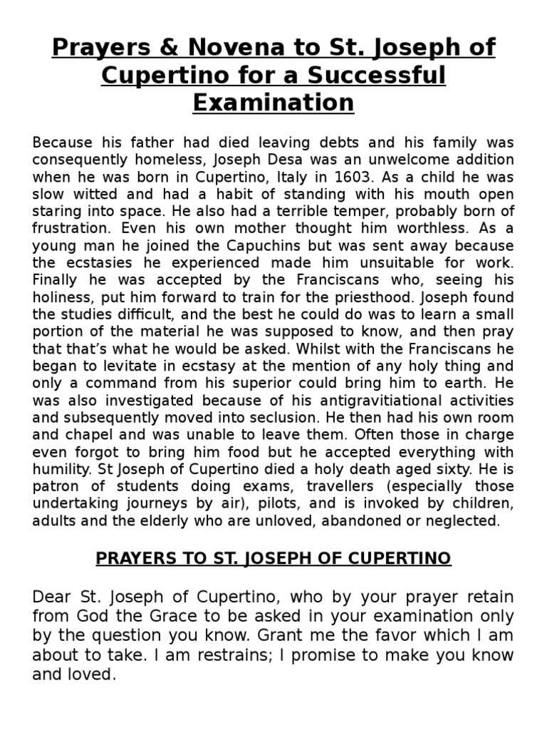 st cupertino exam prayer