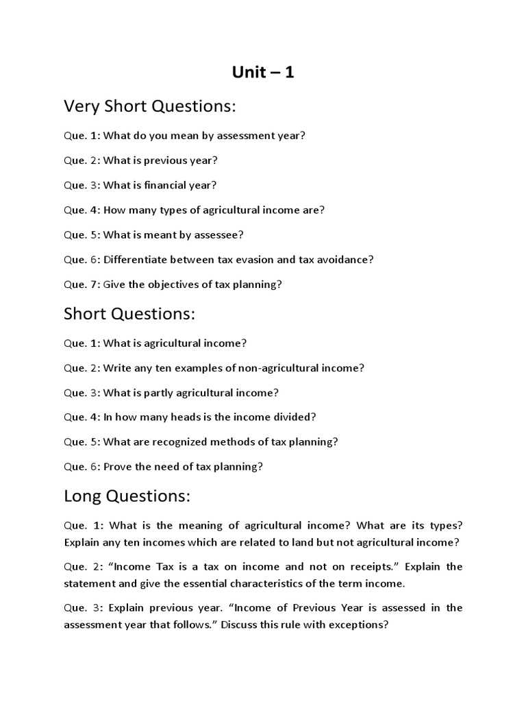 tax exam questions and answers