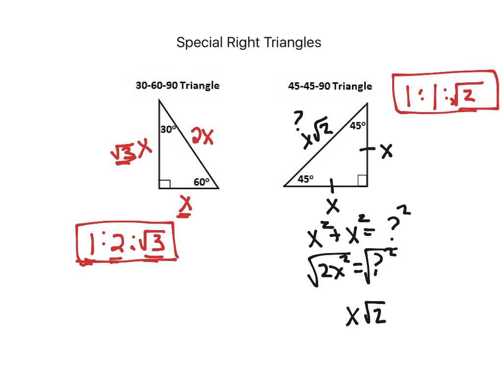 math 2 special right triangles answers