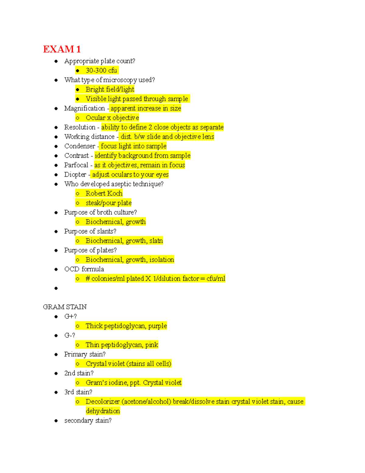 final exam microbiology with answers une