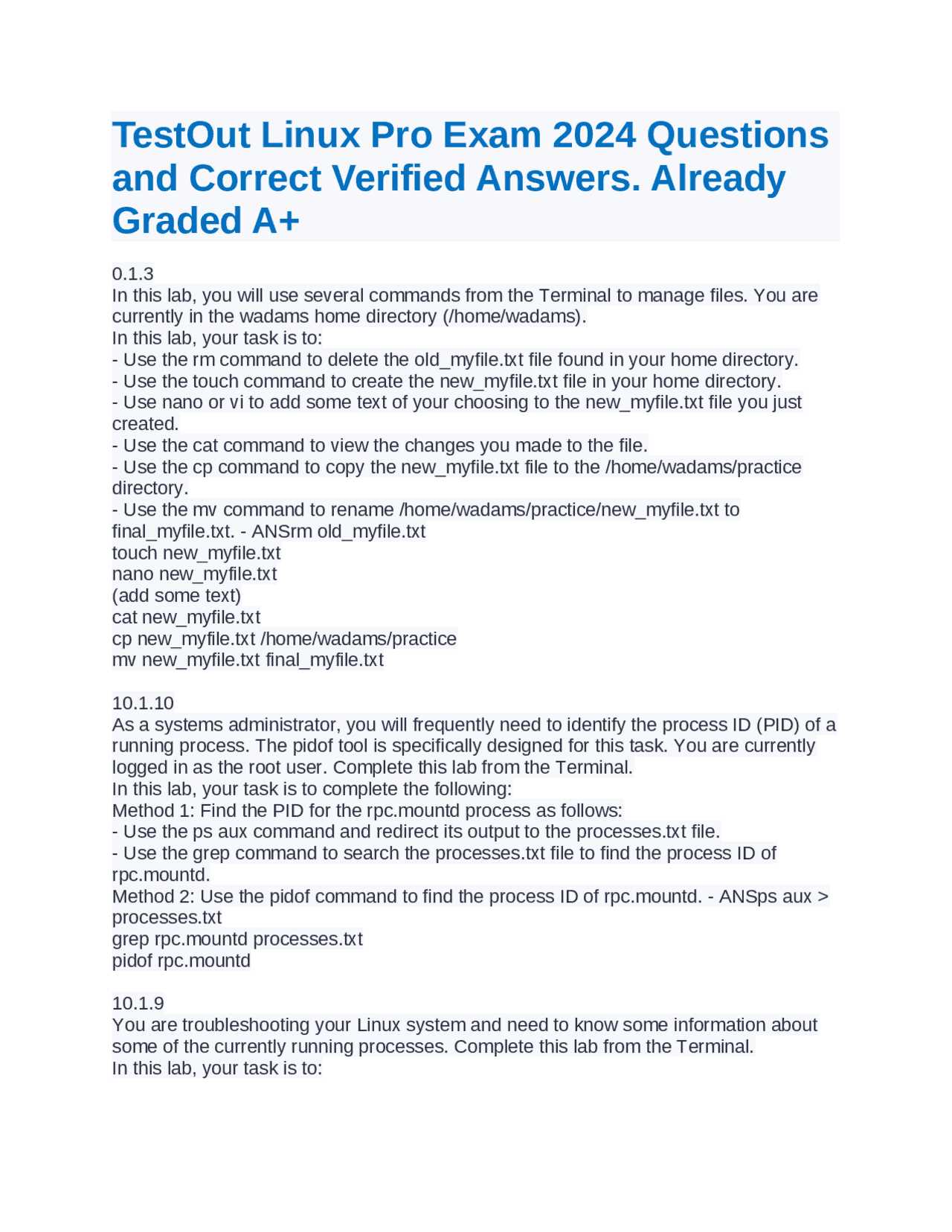testout linux pro certification practice exam answers
