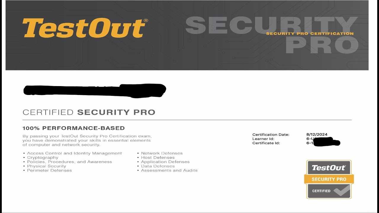 testout security pro certification exam