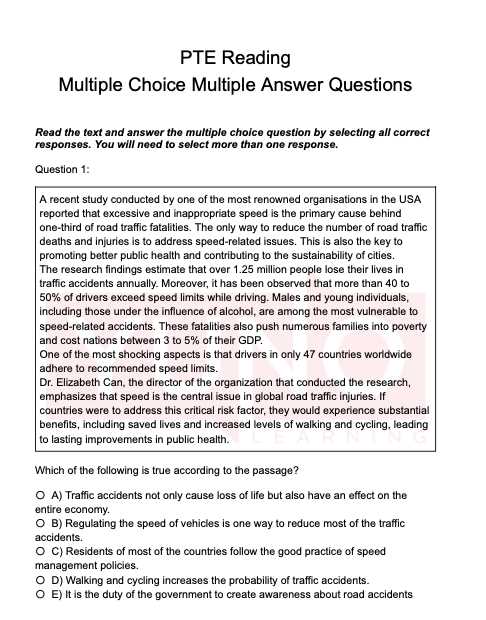 pte exam questions and answers