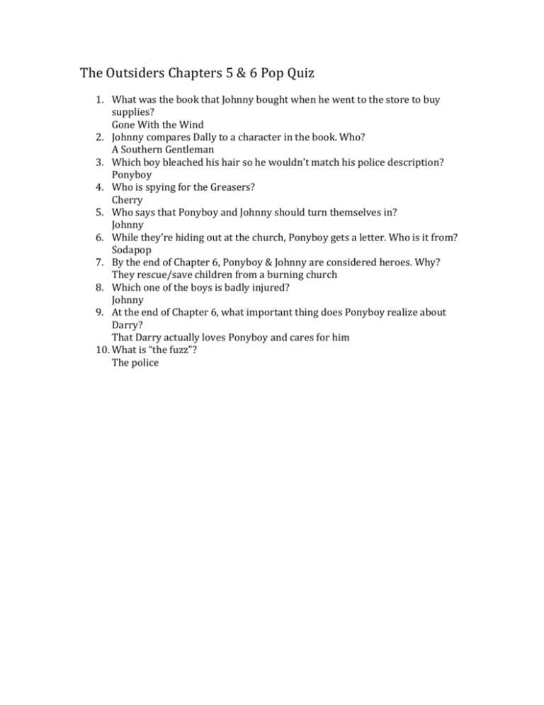 the outsiders book questions and answers