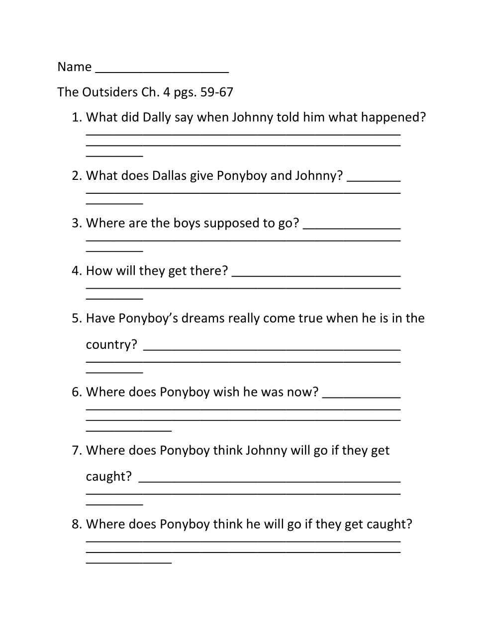 the outsiders chapter 4 questions and answers