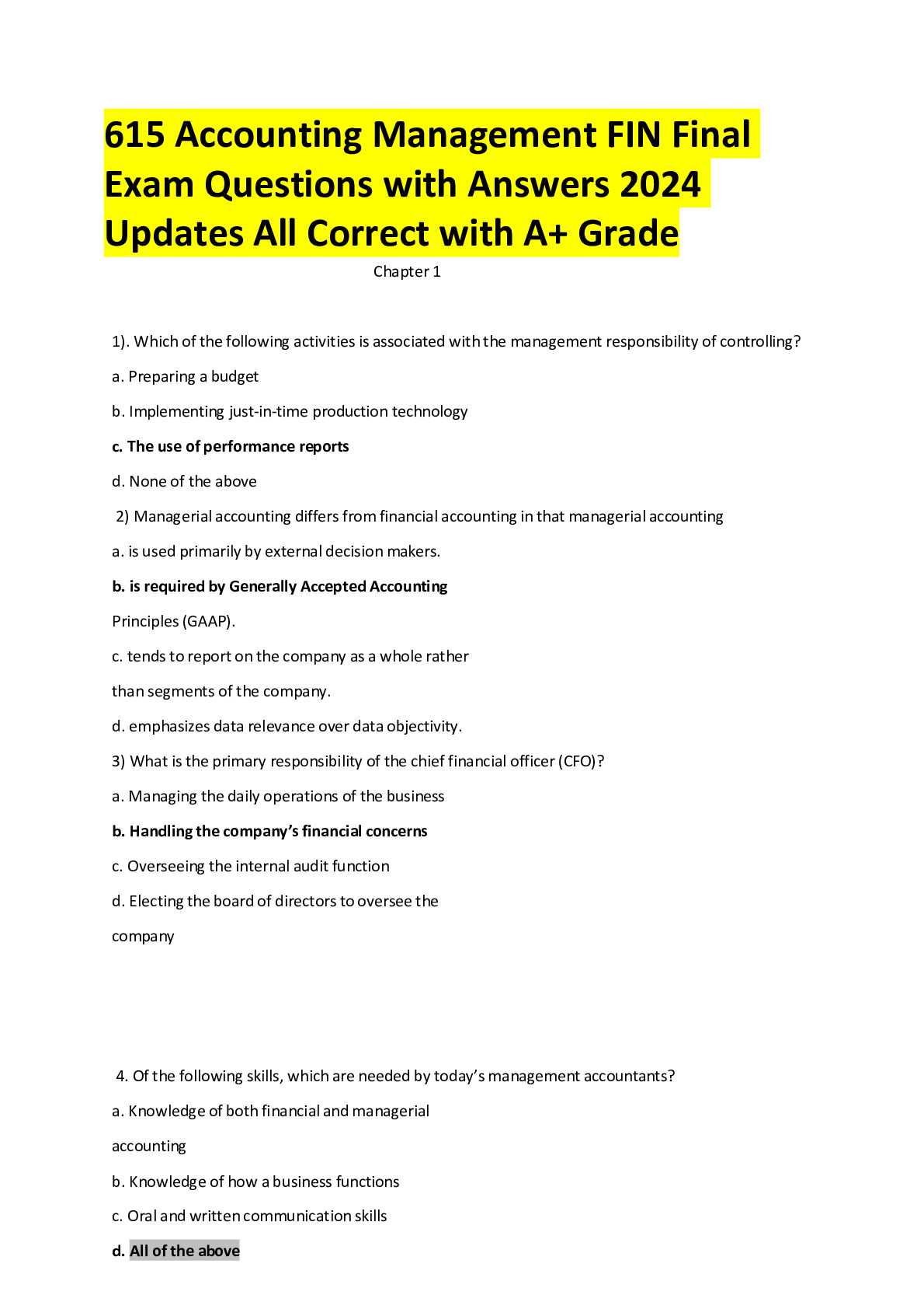 accounting 2 final exam answers