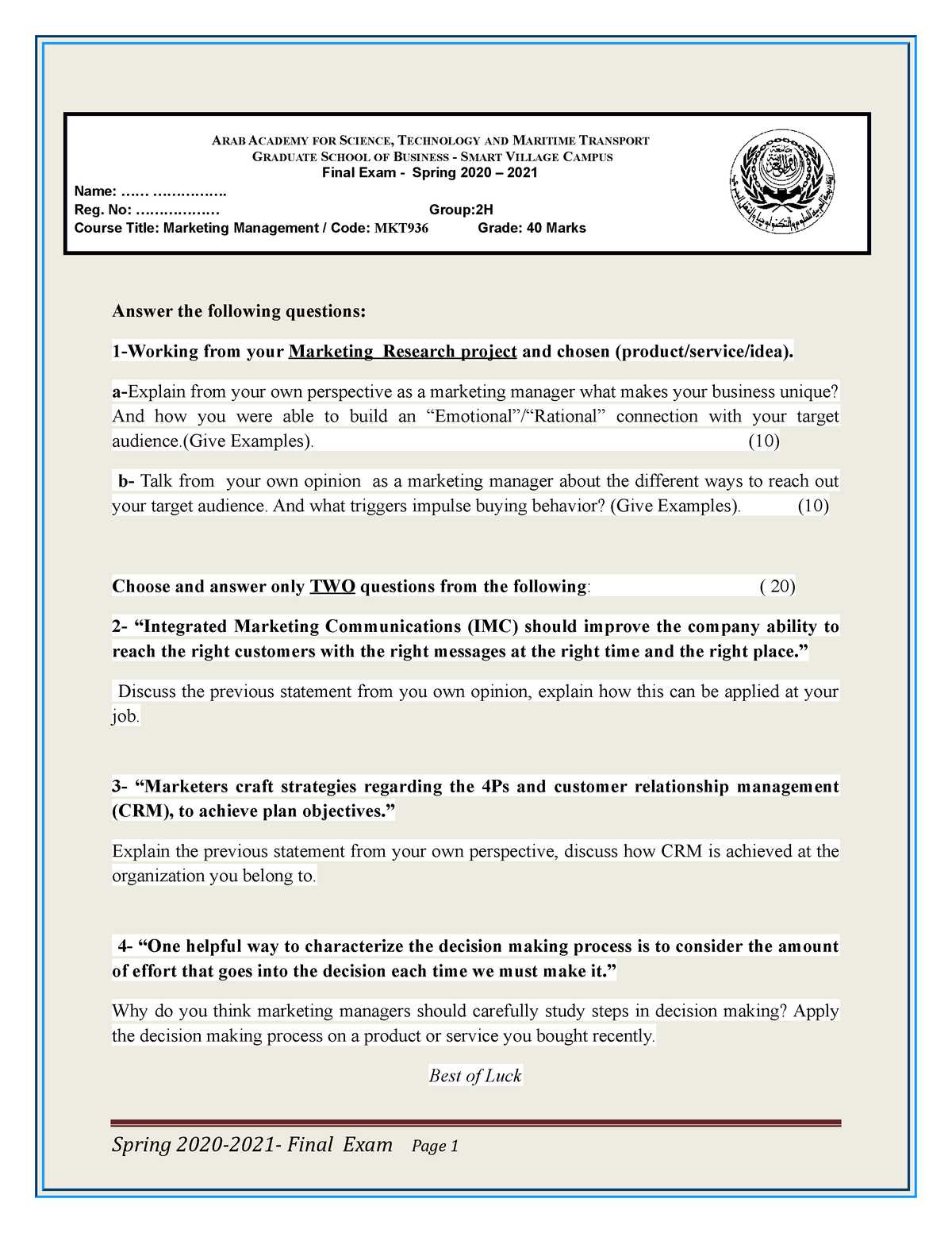 tmt beginner training final exam answers