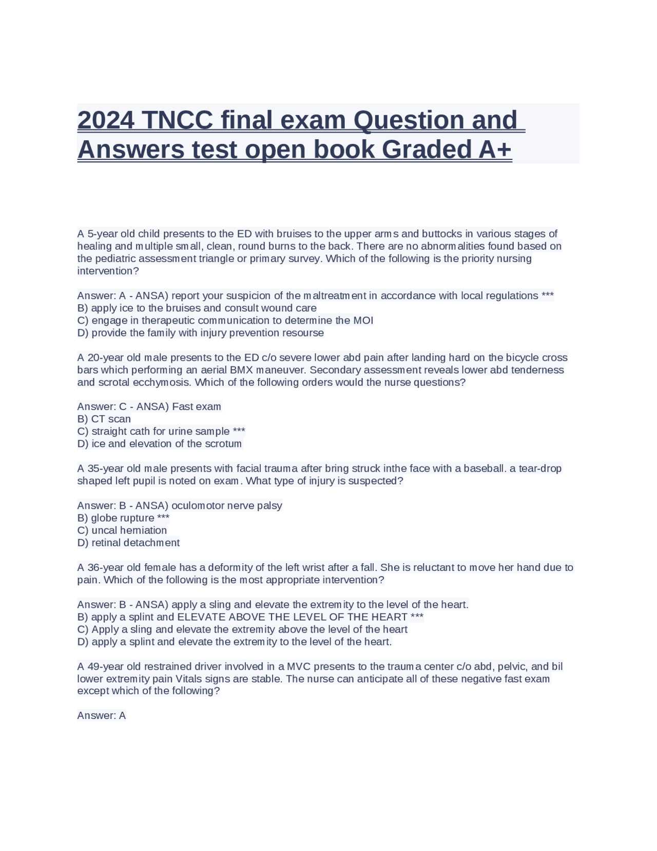 tncc exam answers