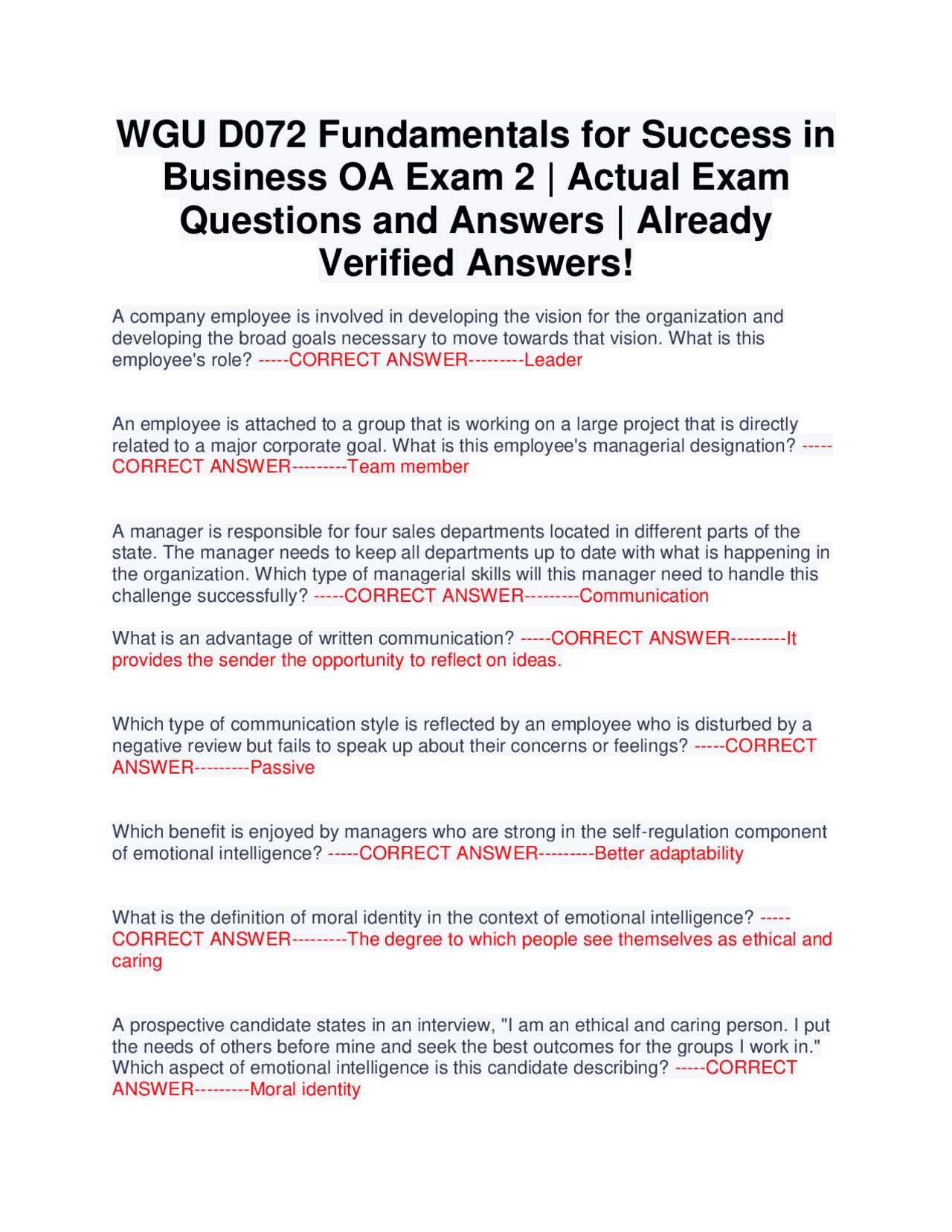 d072 exam answers